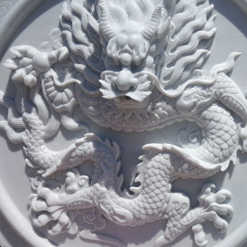 石雕喷水龙头汉白玉浮雕别墅花园鱼池出水口装饰户外喷泉吐水壁挂