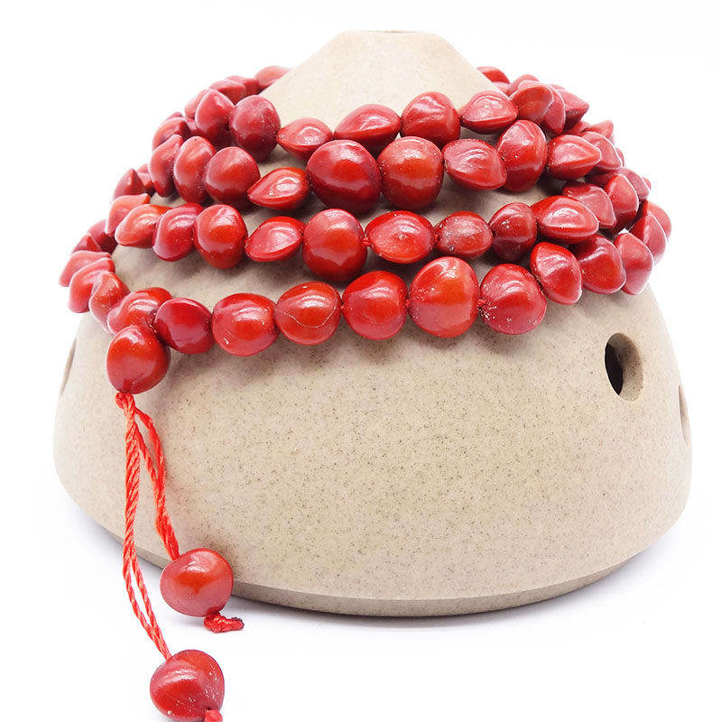 红豆天然菩提原籽相思豆海手串手链散珠论斤红心手链