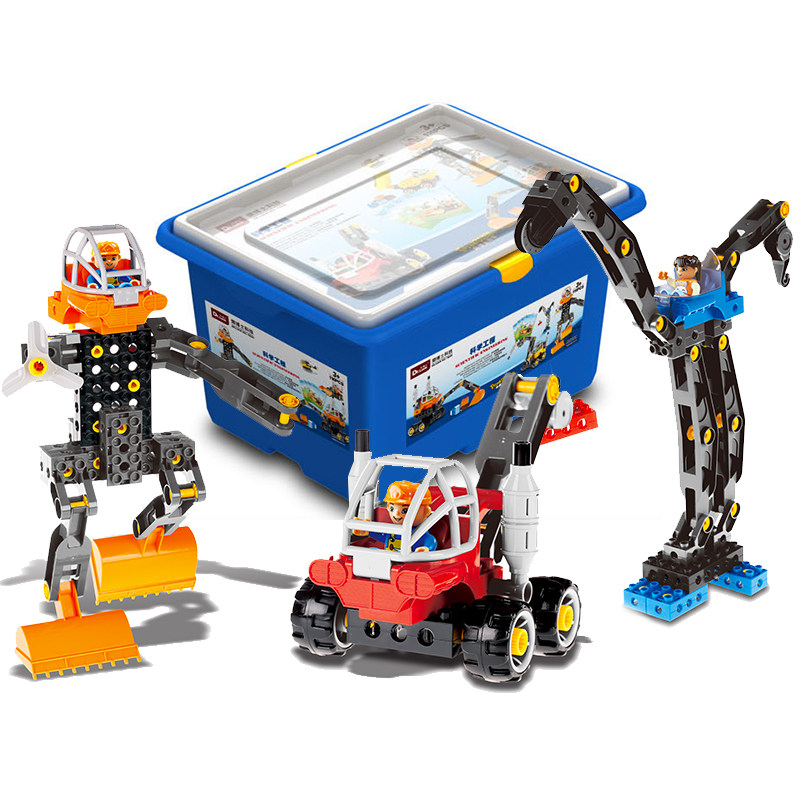 乐博士积木kj011百变工程车大颗粒机器人兼容玩科学塑料早教教具