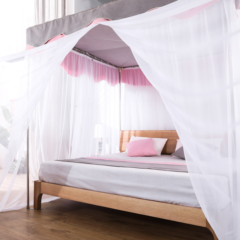 韩星家用卧室床帘蚊帐一体式加厚1.5米遮光帘1.8m床落地隔断床幔