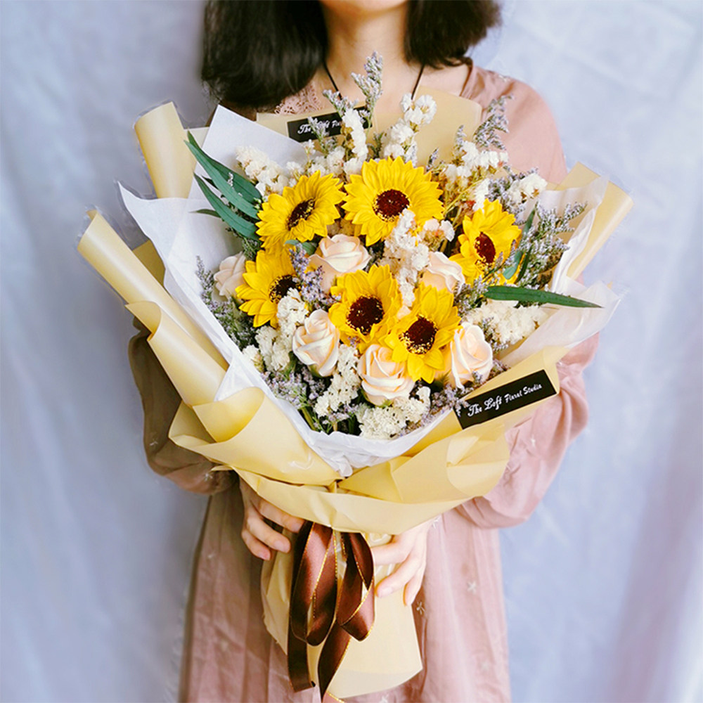 毕业业大干花花束向日葵玫瑰香皂拍照女生闺蜜干花