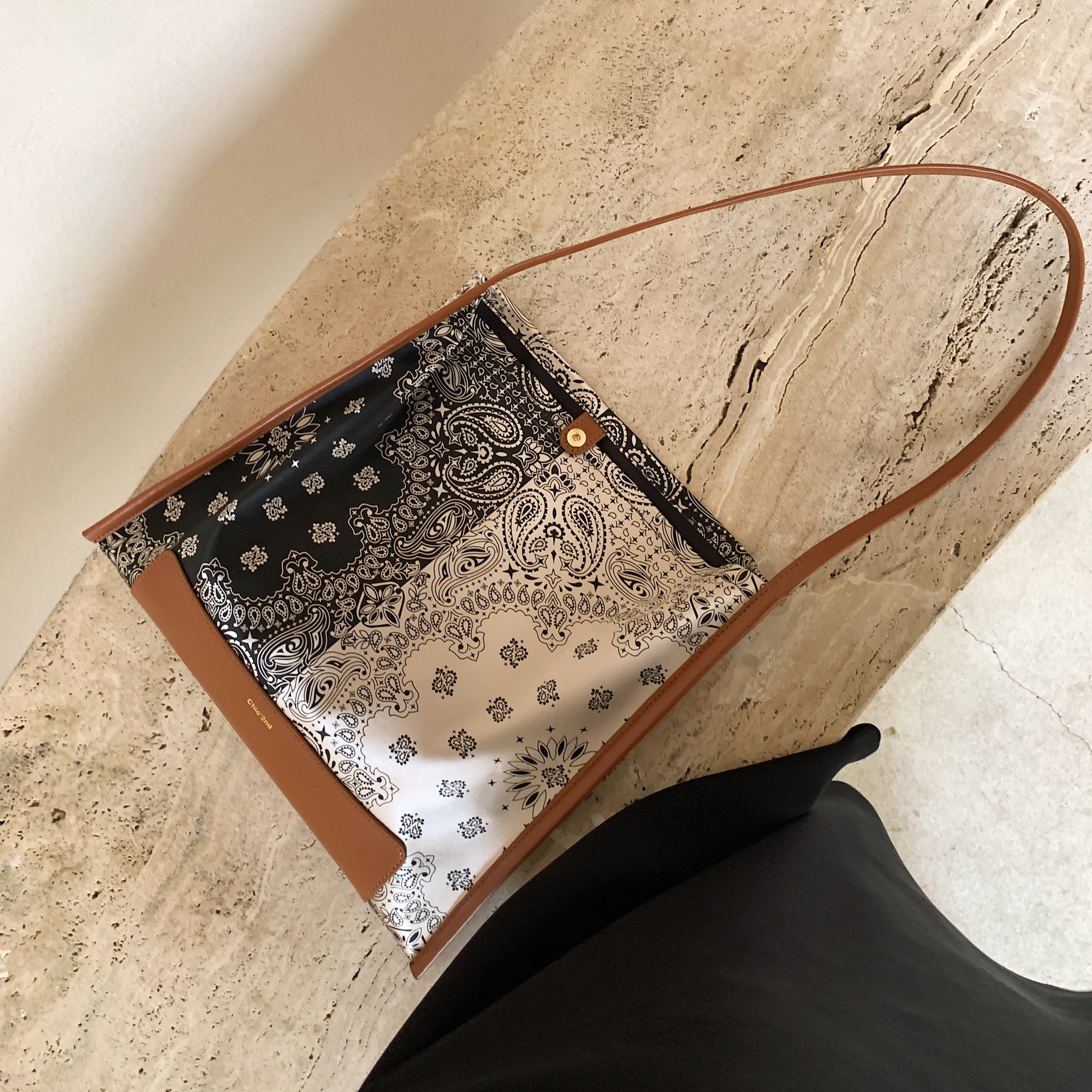 chio2nd南风原创 锦官城复古腰果花纹丝绸单肩包包女休闲手拎包