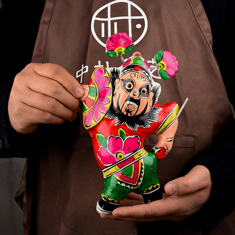 中朴民艺陕西凤翔手工彩绘泥塑钟馗料豆盖被泥人