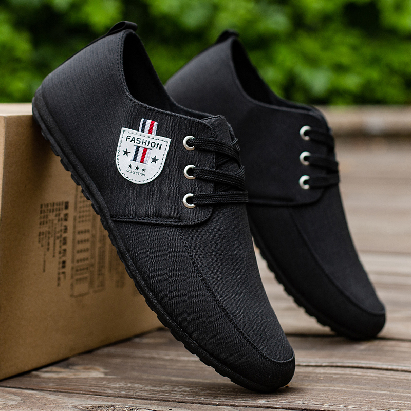 夏季透气豆豆鞋男软底布鞋韩版潮流百搭一脚蹬懒人休闲老北京布鞋