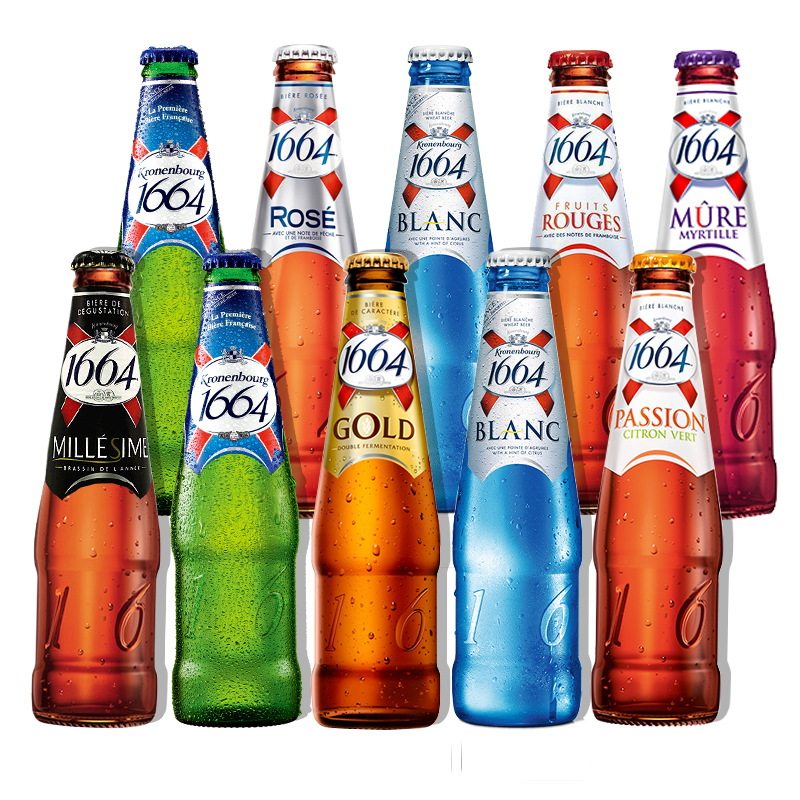 法国进口 1664啤酒250ml*10瓶组合装 克伦堡白啤玫瑰树莓凯旋果味