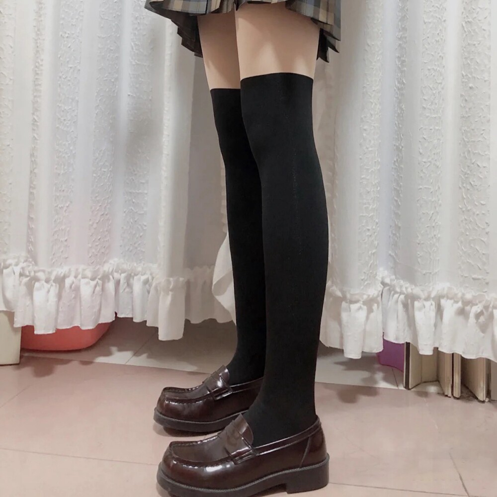 jk制服修腿显瘦学院风长筒袜长统袜学生袜棉长筒袜