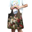 Oil painting rose folding environmental protection shopping bag large portable buying bag school bag handbag shoulder bag print logo Oil painting rose folding environmental protection shopping bag large portable buying bag school bag handbag shoulder bag print logo