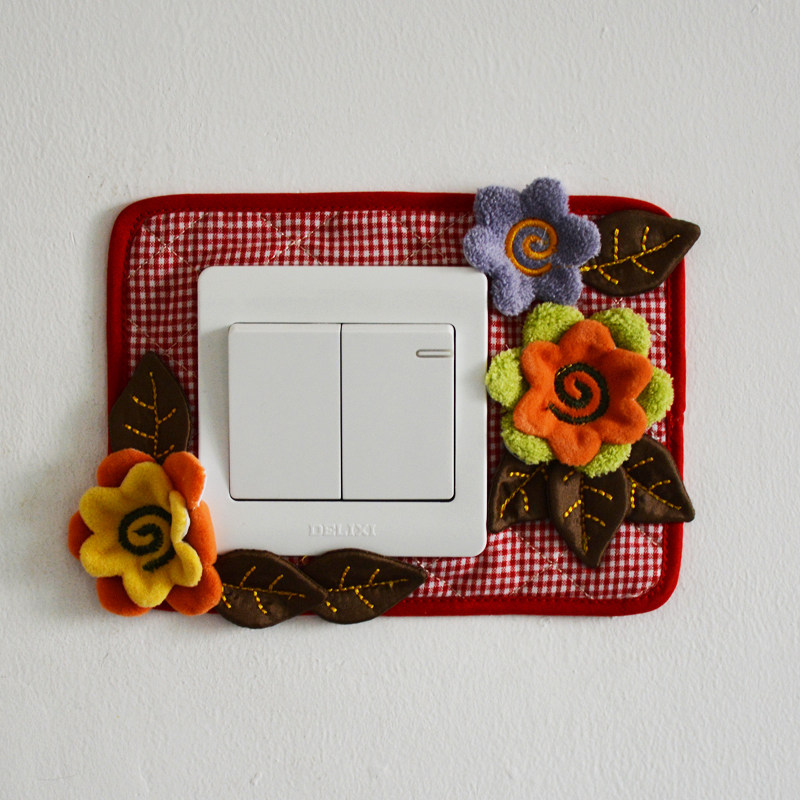 开关立体新年布艺婚房面板壁火套开关套