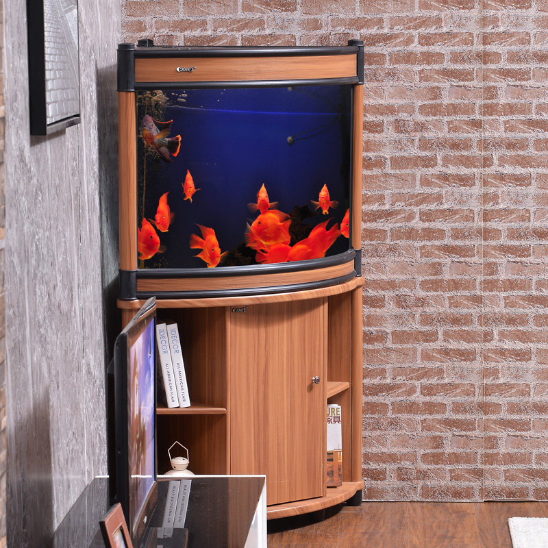 鱼缸鱼居乐扇形三角形客厅书房换水静音金鱼缸水族箱鱼缸