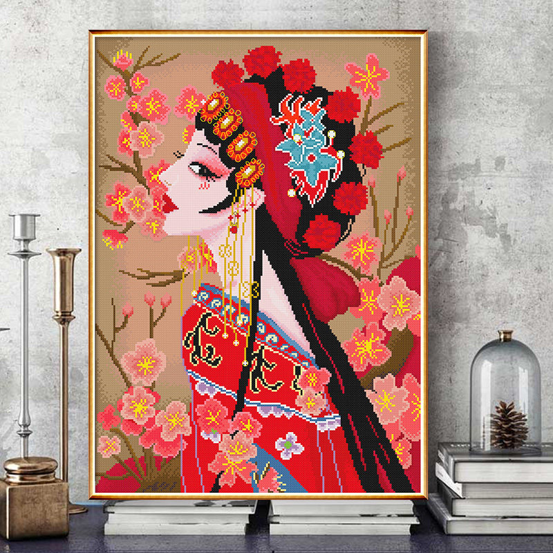 十字绣2021新款线绣京剧花旦古风美女客厅卧室小件手工自己绣满绣