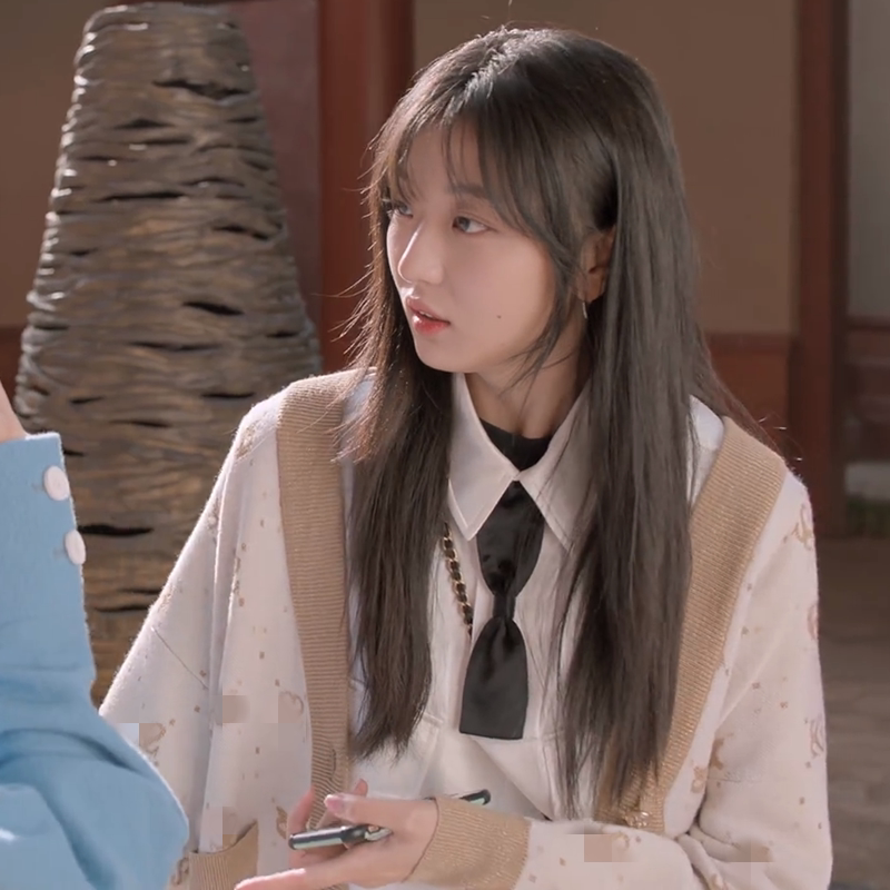 他乡挺好好的孙千许言同款衣服宽松拼色针织衫开衫毛针织衫