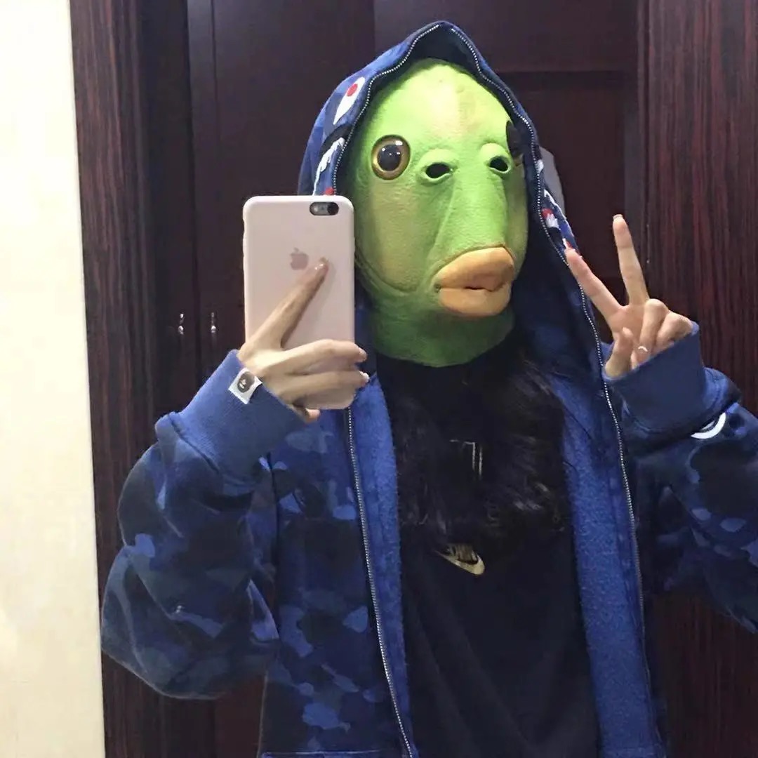 抖音沙雕红全人网绿鱼怪怪鱼头搞笑面具