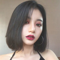 假发女短发中分无刘海bobo头网红同款气质短发修脸减龄自然全头套