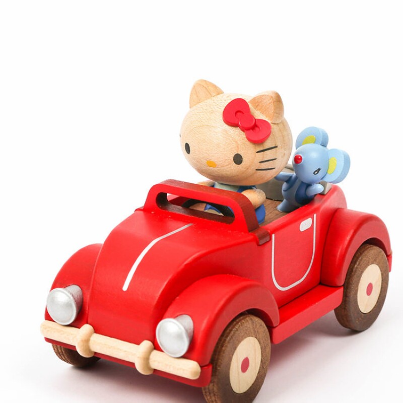 jeancard木质hellokitty开车音乐盒凯蒂汽车八音音乐盒