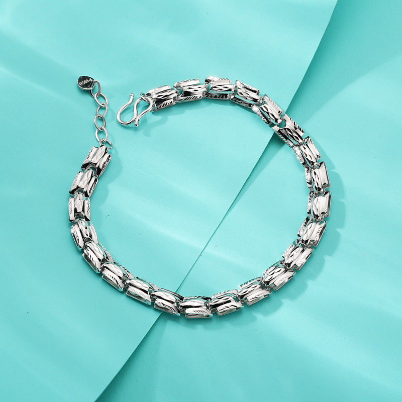 源盛福新新款pt950精品方形车花铂金手链正品手饰