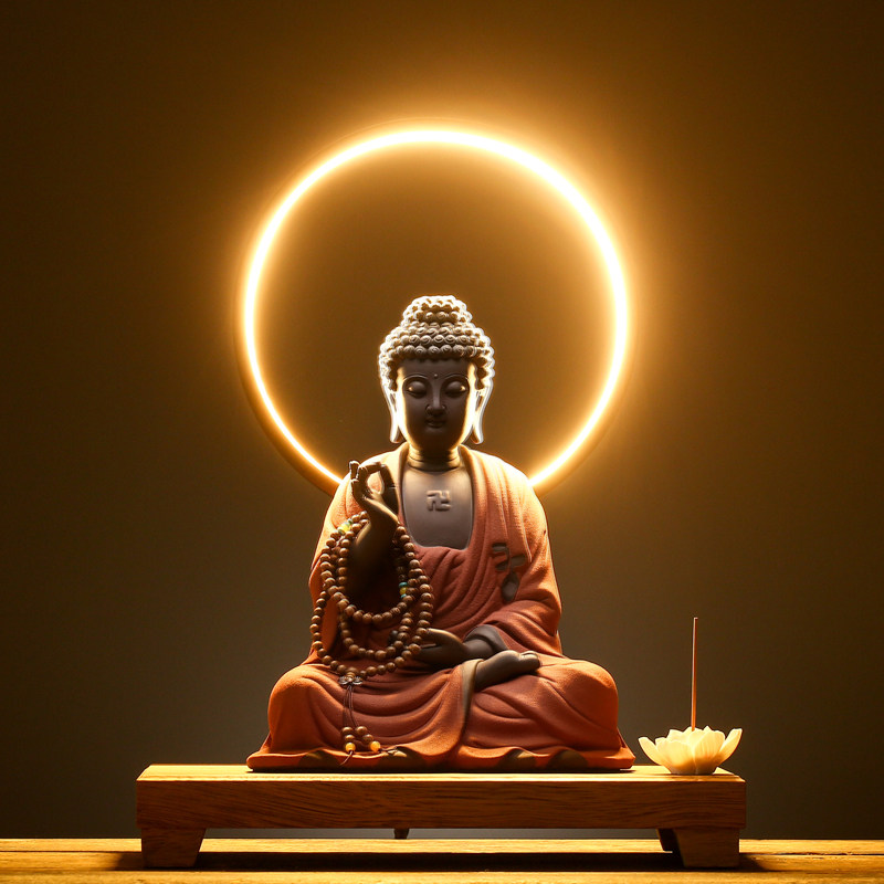 新中式禅意家居饰品紫砂如来如来佛佛祖摆件招财财保摆件