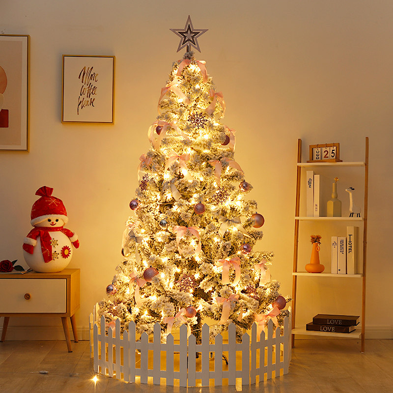 圣诞节白色植绒圣诞树套餐家用3米4m橱窗装饰圣诞树