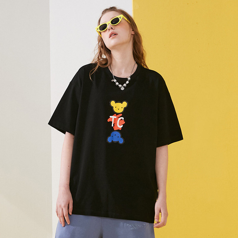 【TianC 陈赫】字母小熊印花短袖T恤男夏季情侣款潮牌纯棉衣服