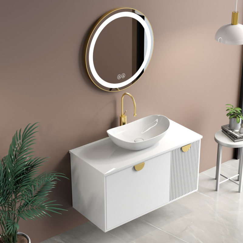 岩板浴室柜组合现代轻奢卫生间洗漱洗脸盆元宝洗手盆浴室柜组合