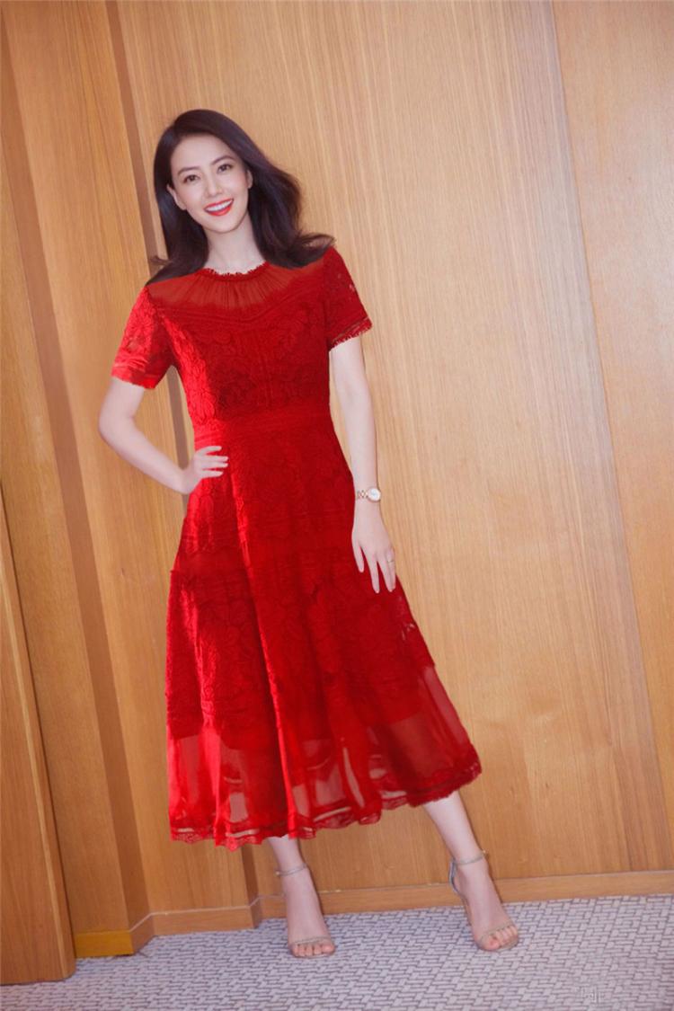 结婚礼结婚回门连衣裙红色中长敬酒蕾丝新时尚夏季礼服