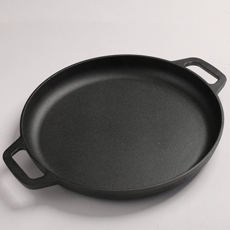 手工铸铁平底锅饼铛煎饼手抓饼锅涂层不粘锅电磁炉煎锅