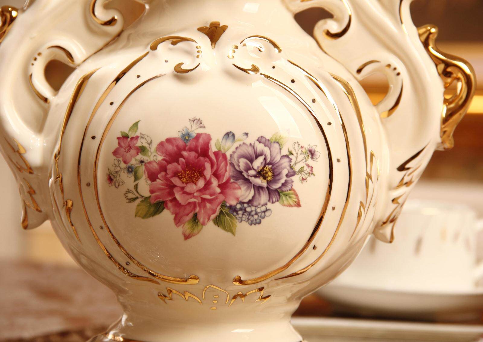 欧式奢华陶瓷花瓶摆件客厅插花花器家居饰品瓷器装饰花插结婚礼物