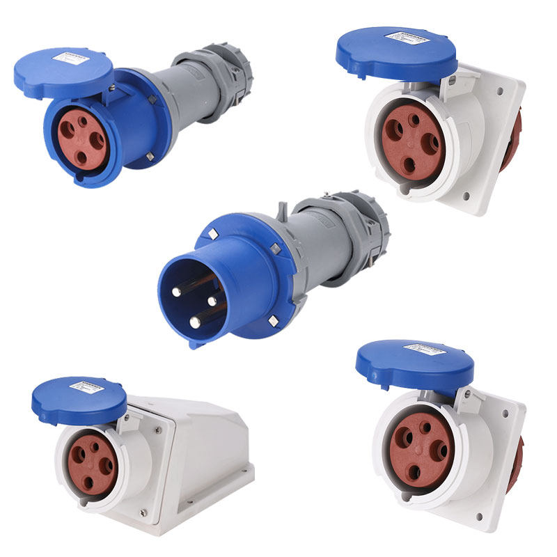 德标mnieknes34孔5针6h工业防水插头大功率63a插头