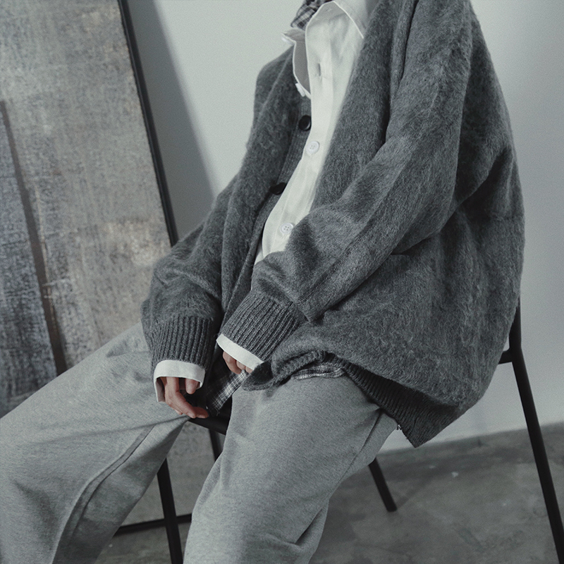 衣疫 定制马海毛宽松针织衫毛衣外套长绒毛毛衣