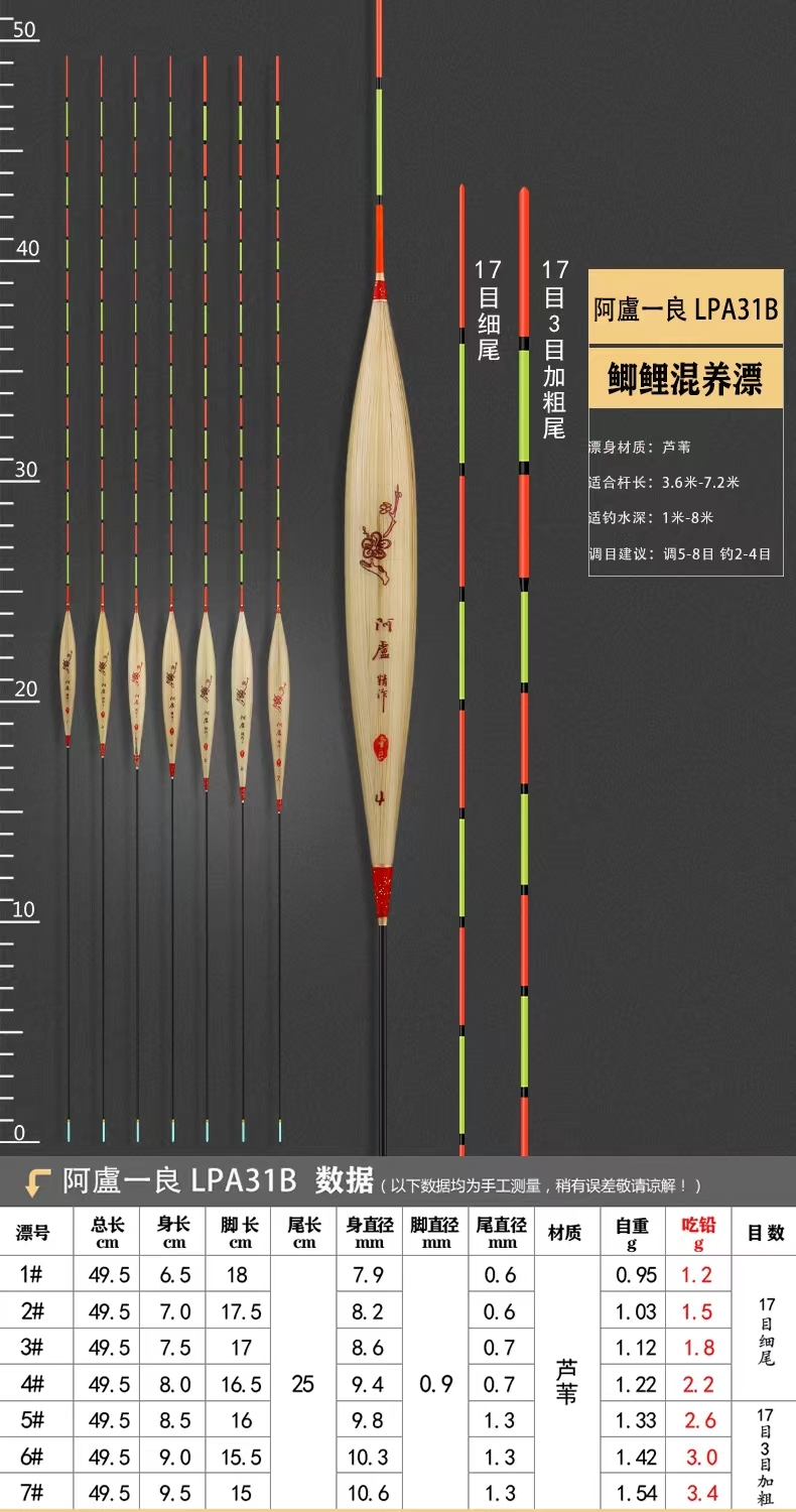 阿卢一良a31b芦苇浮漂放大醒目灵敏度鲫鱼鲤鱼浮漂
