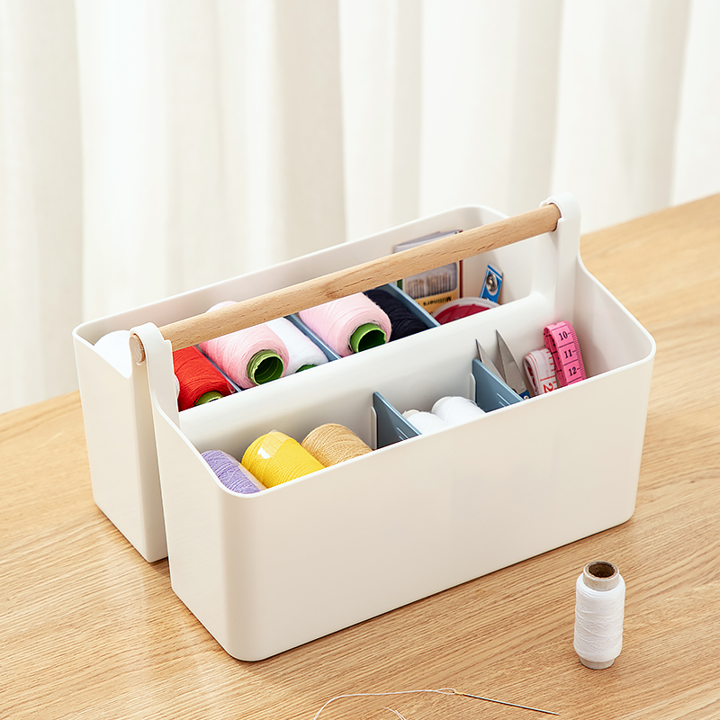 家用针线盒手工diy制作手提便携缝纫缝衣绣花桌面收纳盒