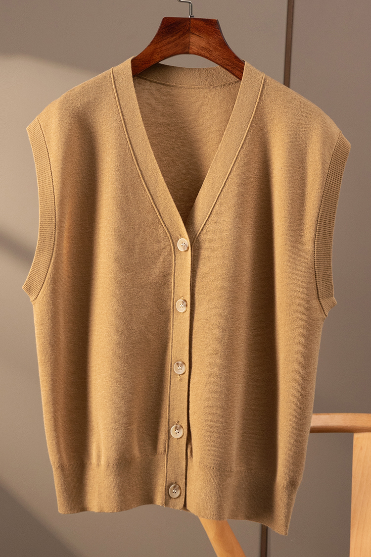 春天天家季实穿单品万搭藏美丽诺羊毛背心开衫女587q毛针织衫