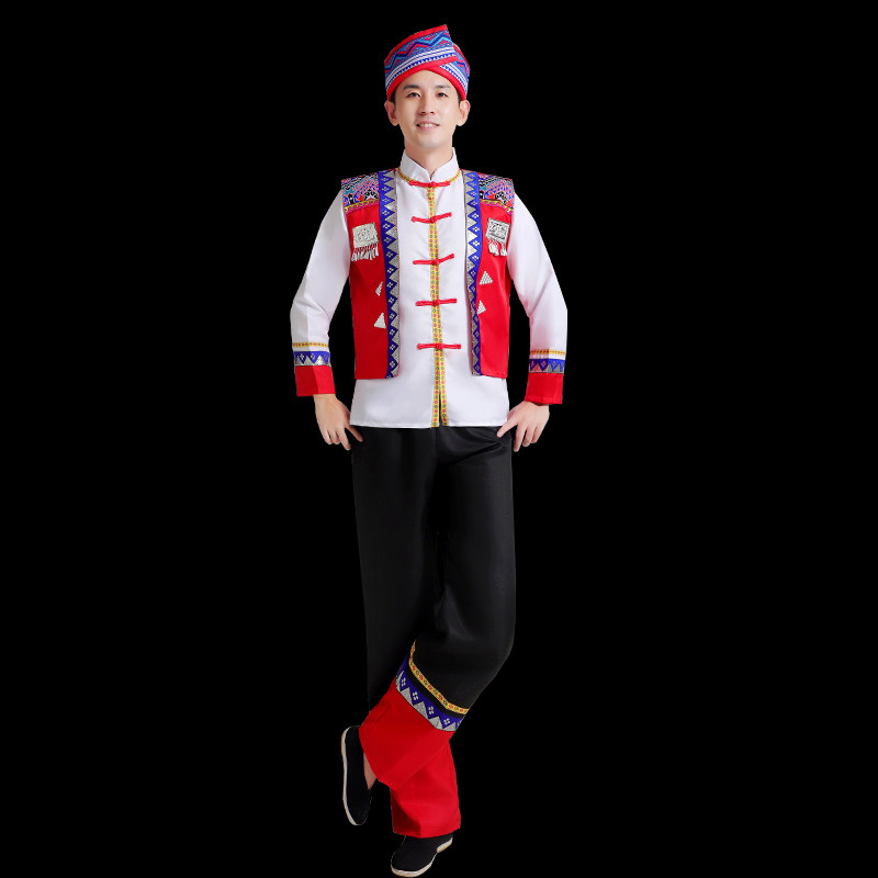56个少数民族特色传统衣服男士成人羌族舞蹈服饰民族服装