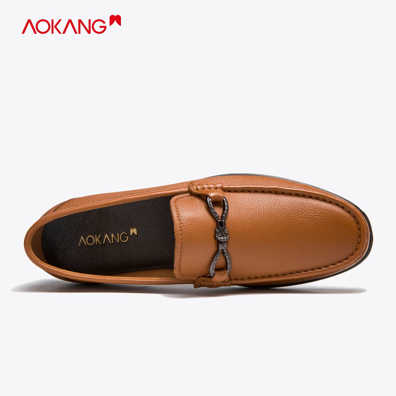 奥康男鞋2020春季新款真皮皮鞋男舒适休闲鞋子马衔扣乐福鞋懒人鞋