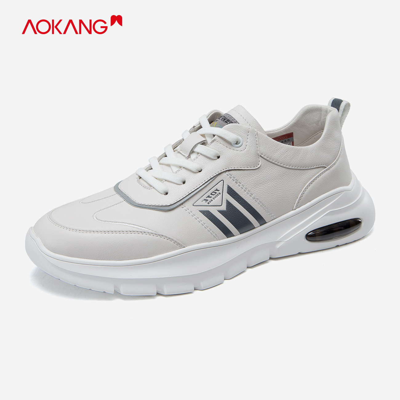 奥康男鞋春秋新款商务运动鞋男真皮面休闲鞋软皮舒适旅游鞋