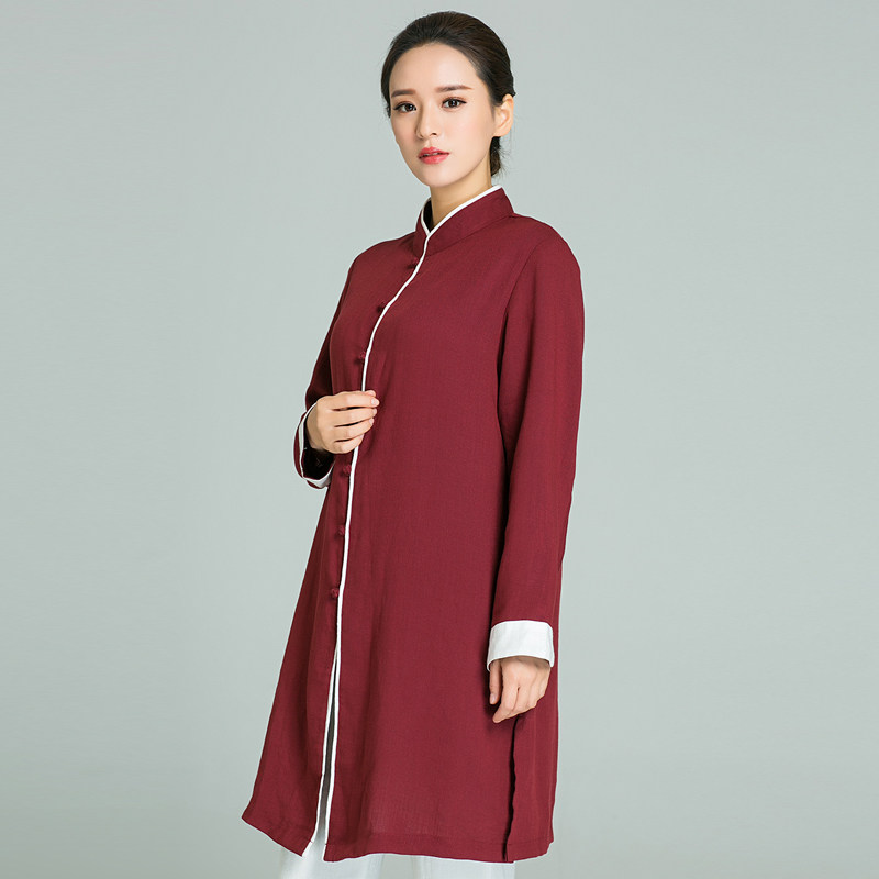 太极武农秋冬服女道服道袍汉服竹节旗袍武术太极服