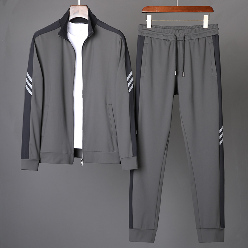 质地顺滑 常备好穿 2021春秋轻奢高端男薄款休闲运动套装 两件套