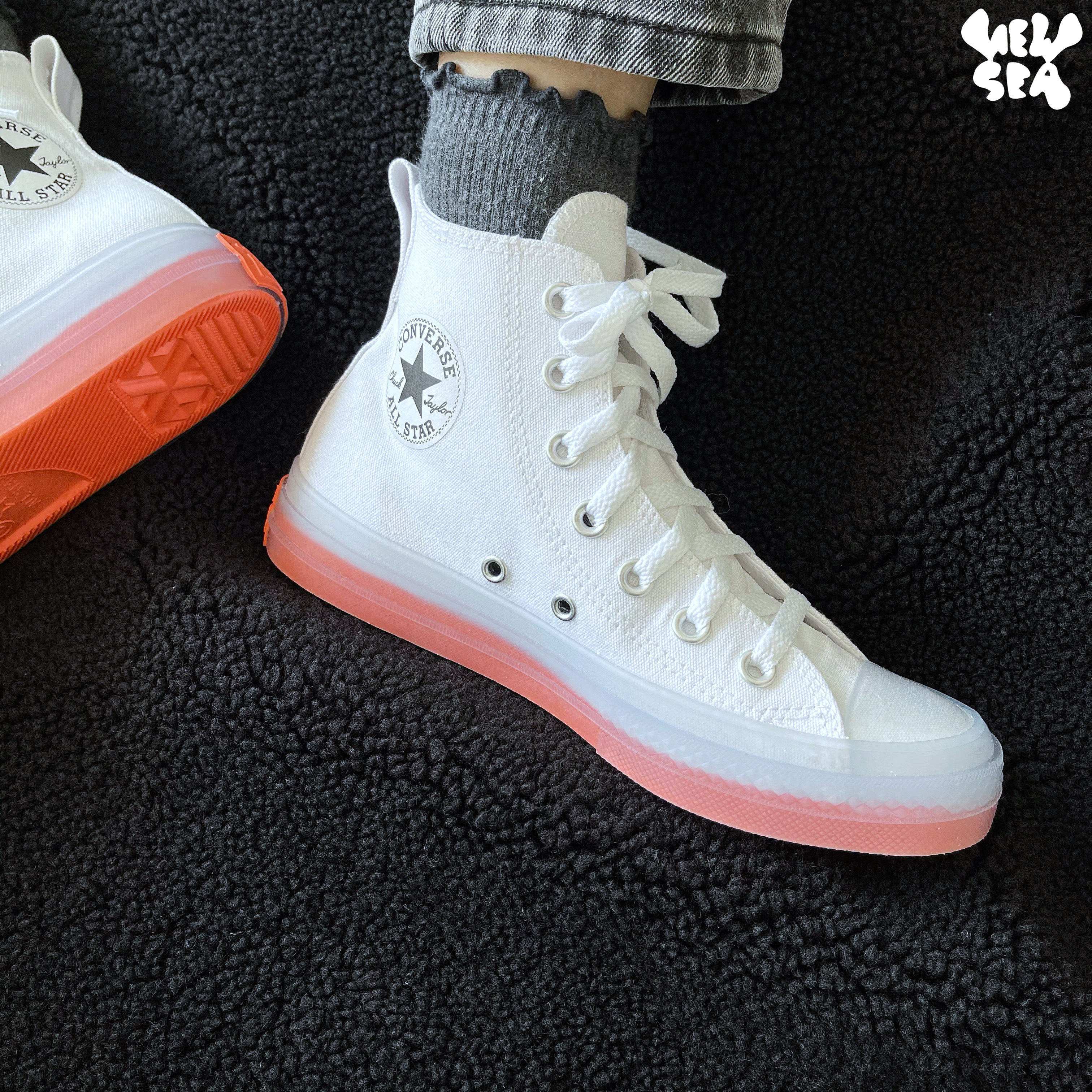 converse匡威allstarcx白橙果冻底高男女帆布帆布鞋