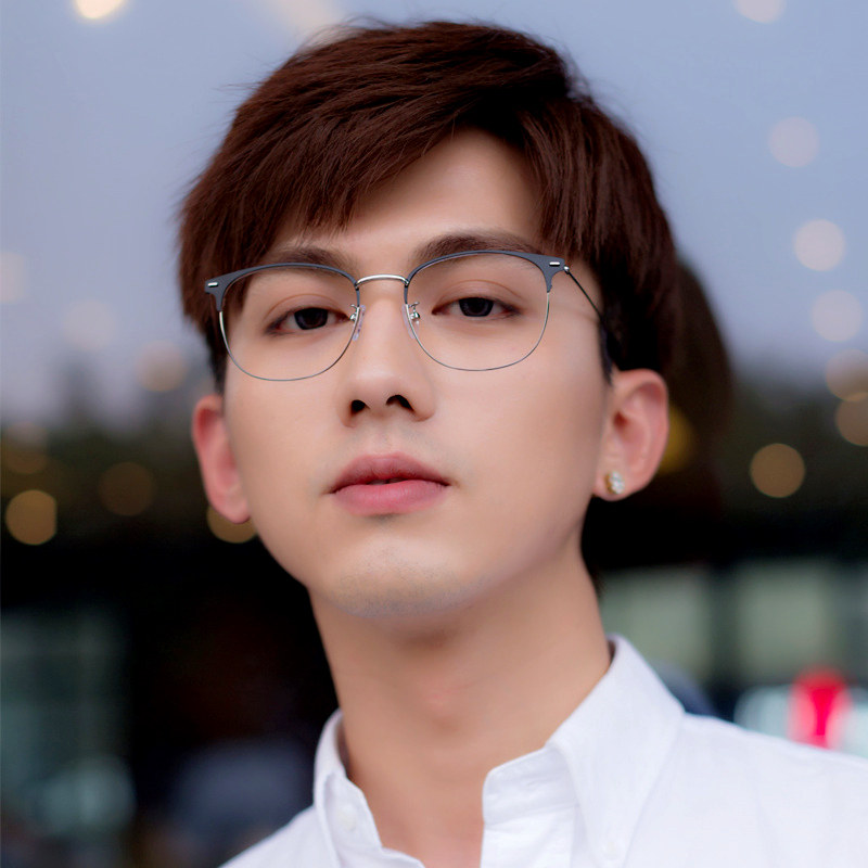 近视半框镜架眼睛败类斯文商务电脑近视眼平光防蓝光镜