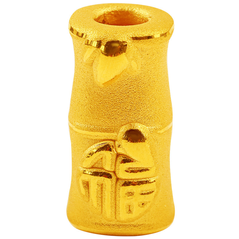 足金富贵竹节节节节高高升硬金竹子桶珠手链编绳手饰