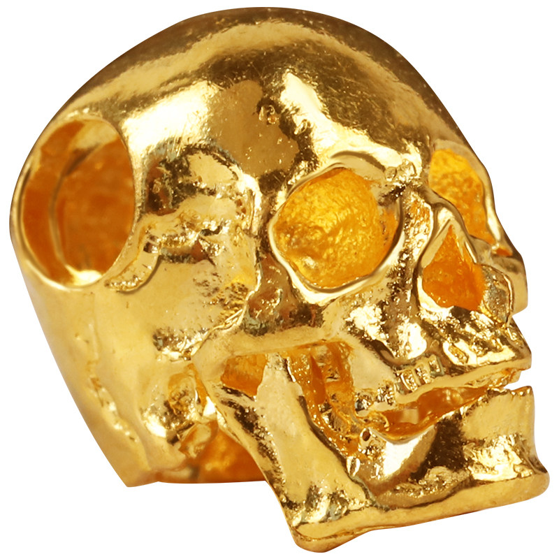 足金黄金骷髅弟子古法手工三孔通背手链个性手饰