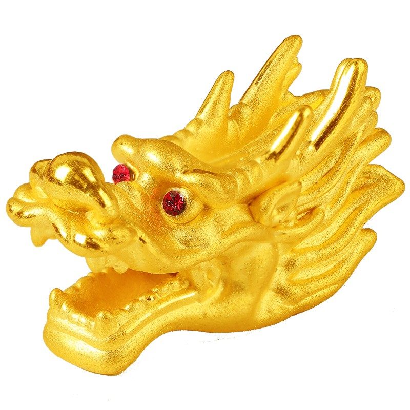 黄金霸气红眼龙头转运男款3d硬金足金路路通手饰