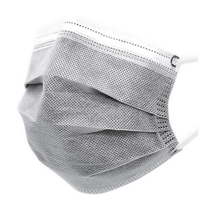 50只一次性口罩灰色活性四层防护熔喷防尘飞沫口罩