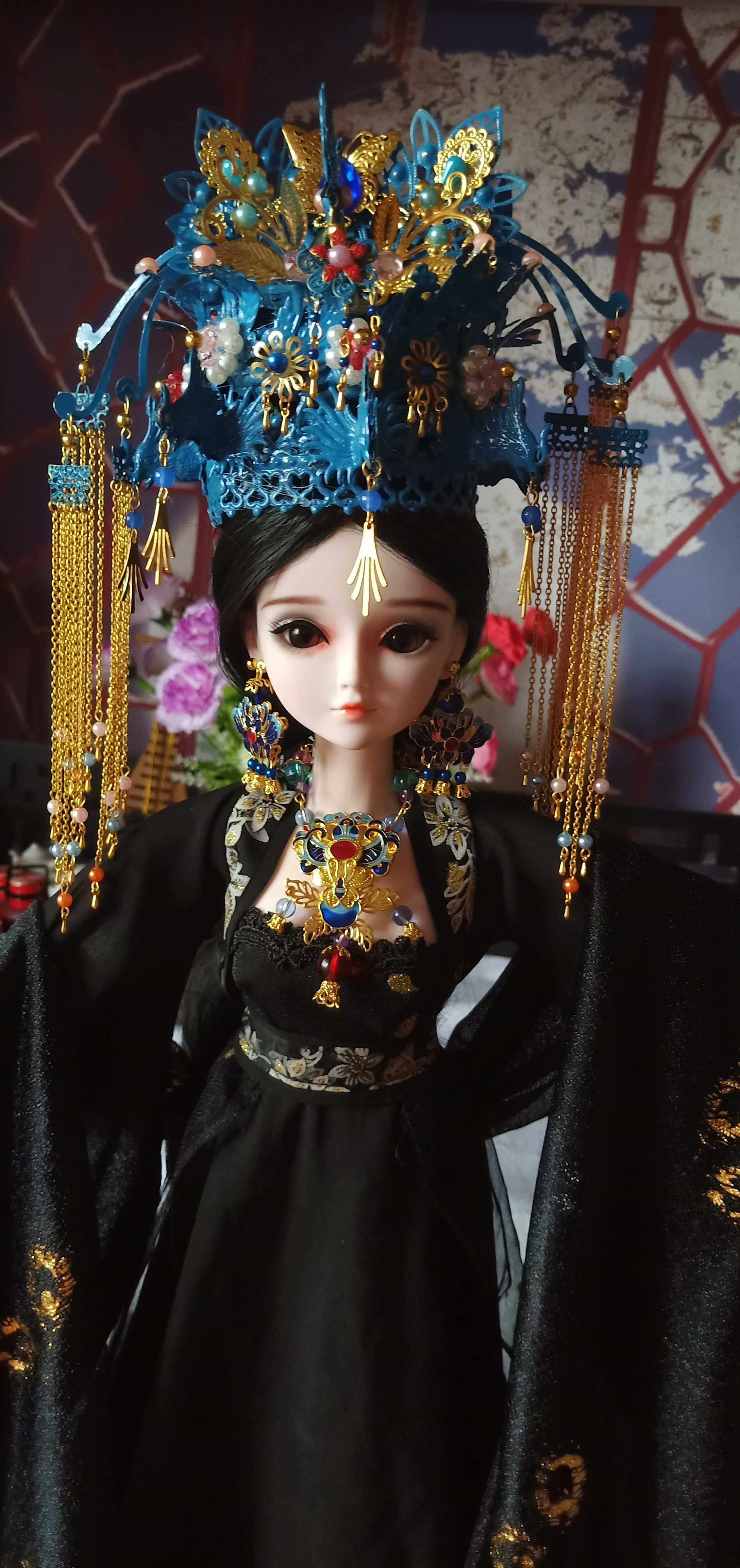 月乔古风阁厘米三分古装娃头饰八凤彩步摇冠宫廷bjd娃娃