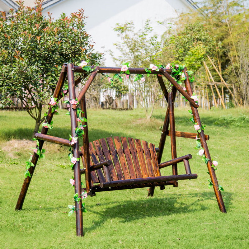 户外秋千摇摇摇椅吊椅碳化防腐室外阳台花园户外秋千
