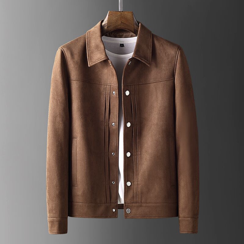 新潮短款麂皮夹克沉淀厚实保暖细腻柔软复古夹克