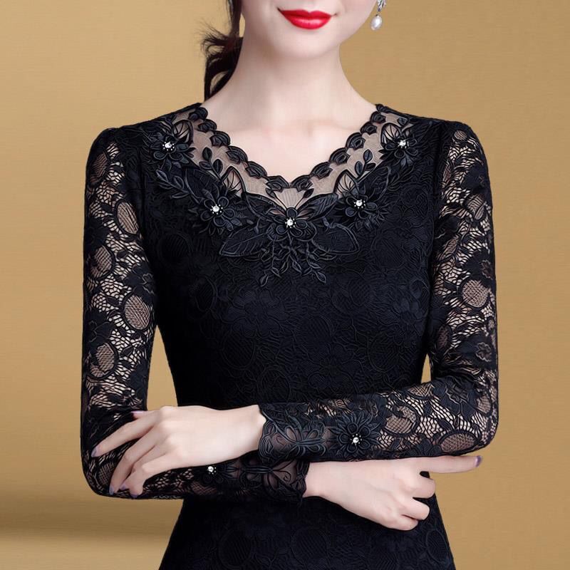夏镂空衫大码防晒显瘦小衫修身洋气女装打底蕾丝蕾丝衫