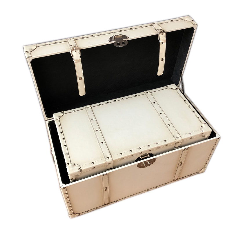 新品80cm特大奢华复古箱英伦皮箱创意茶几箱子服装店酒吧装饰装修