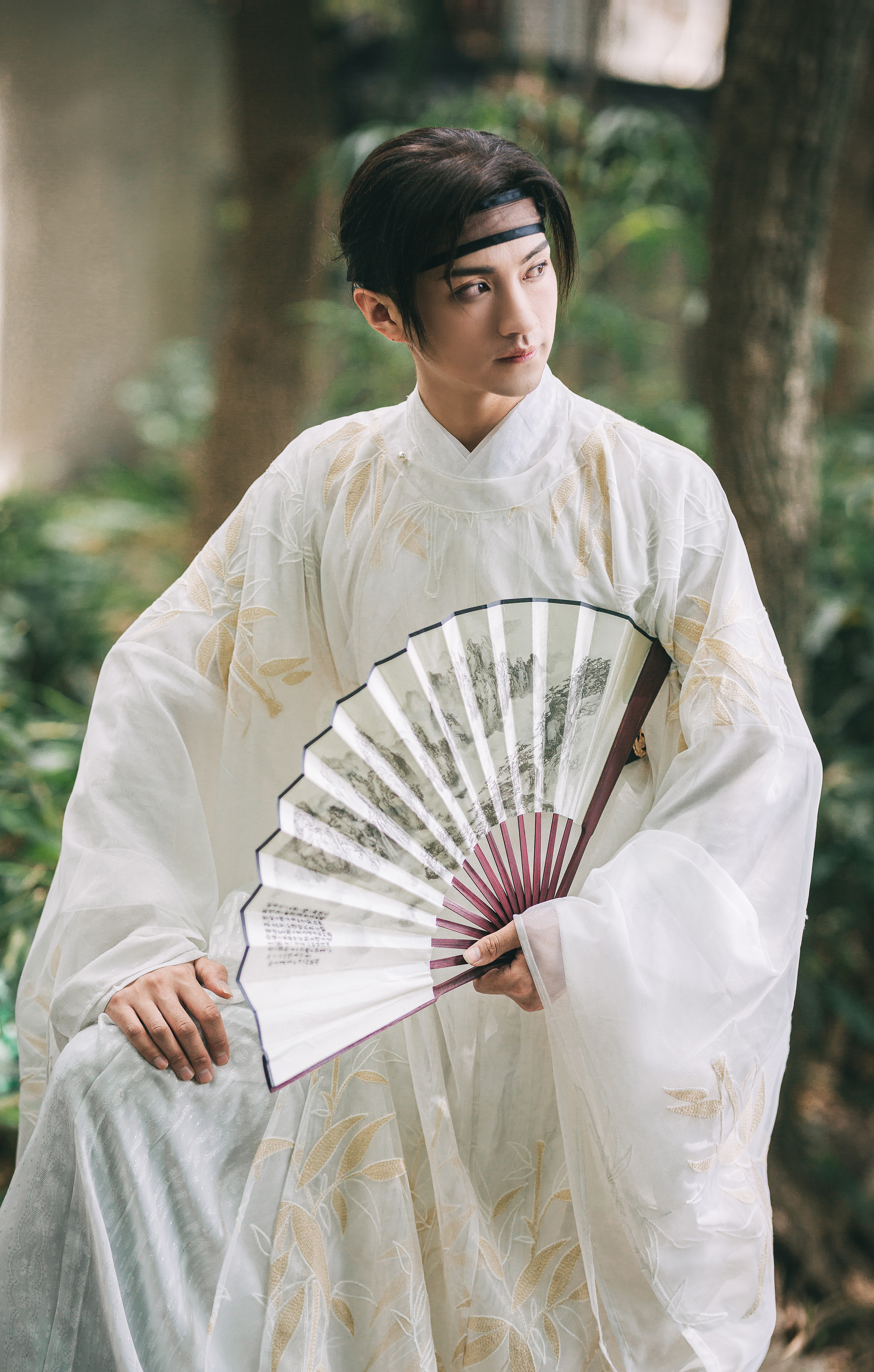 【望庭安】彩云间汉服原创明制竹子提花广袖圆领袍男女同款秋日常