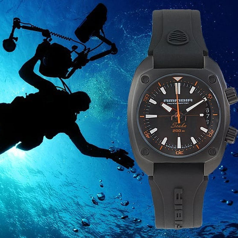 俄罗斯军表自动自动机机械蛙人潜水200米男表水鬼欧美腕表