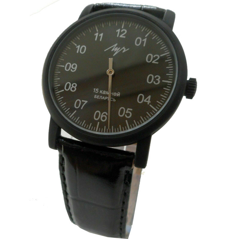 手动表针luch手表白俄罗斯钢带纯黑机械单表针大方欧美腕表